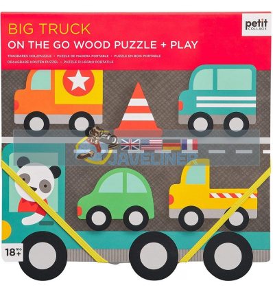 Big Truck Chunky Wood Puzzle + Play Petit Collage 5055923779156