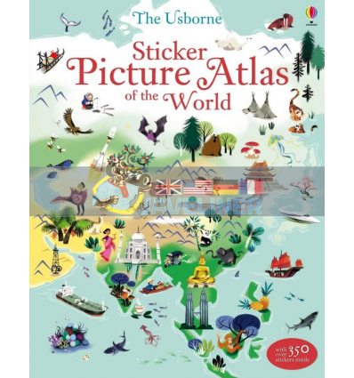 Sticker Picture Atlas of the World Sam Lake Usborne 9781409550013